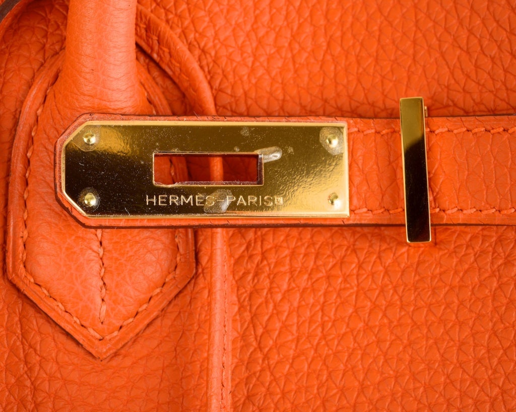 STUNNING! HERMES BIRKIN BAG 40CM HOT ORANGE 40CM GHW! 6