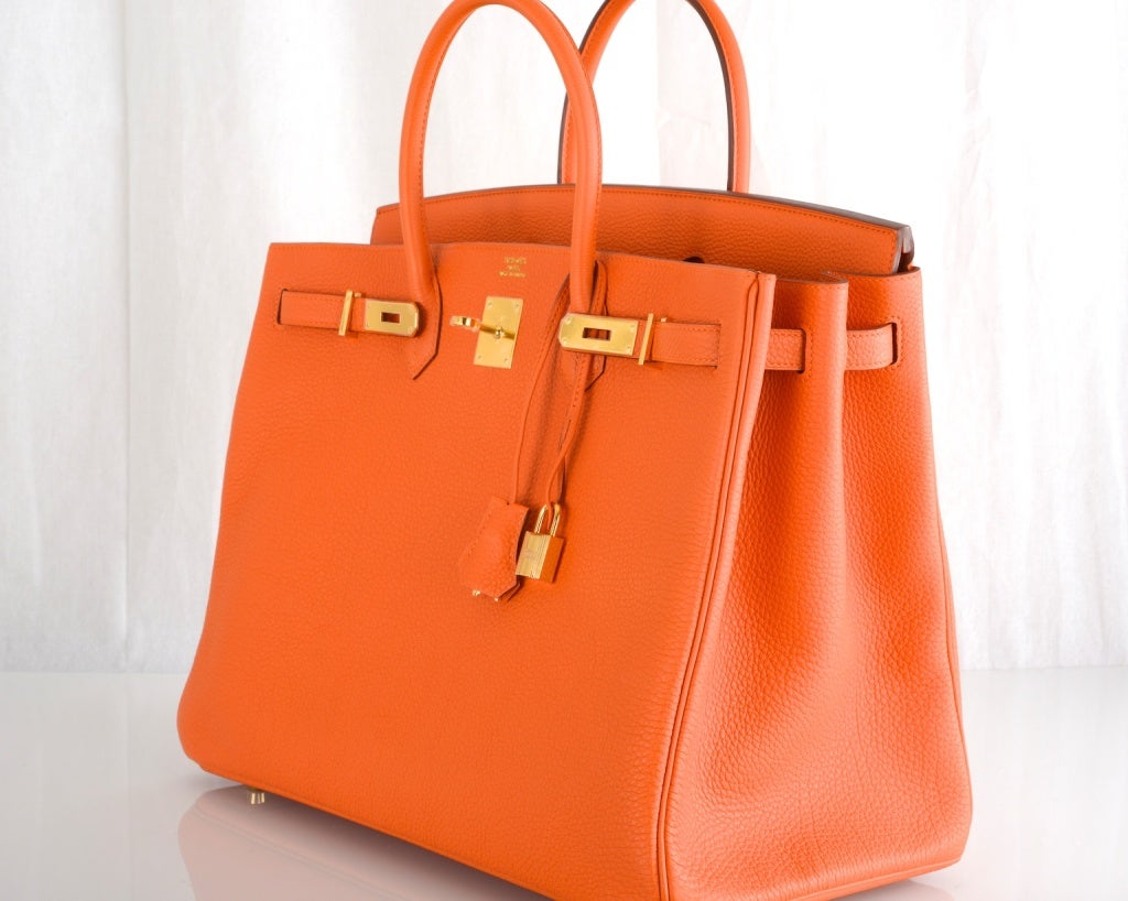 STUNNING! HERMES BIRKIN BAG 40CM HOT ORANGE 40CM GHW! 2