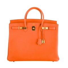 STUNNING! HERMES BIRKIN BAG 40CM HOT ORANGE 40CM GHW!