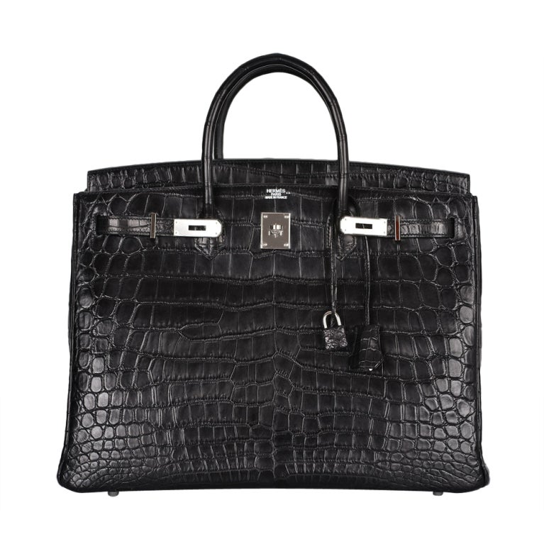 HERMES BIRKIN BAG BLACK MATTE 40cm CROCODILE PALLADIUM!