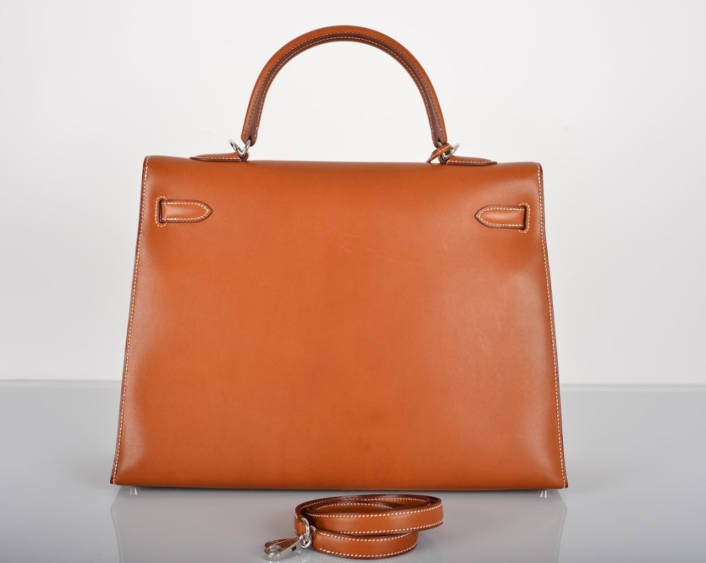 A JF FAVE! HERMES KELLY BAG 35CM BARENIA PALLADIUM HARDWARE 4