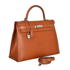 A JF FAVE! HERMES KELLY BAG 35CM BARENIA PALLADIUM HARDWARE