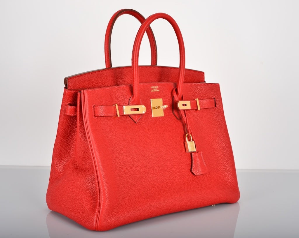 Hermes Rouge Pivoine Togo Leather 35cm Birkin Bag w/ Palladium  