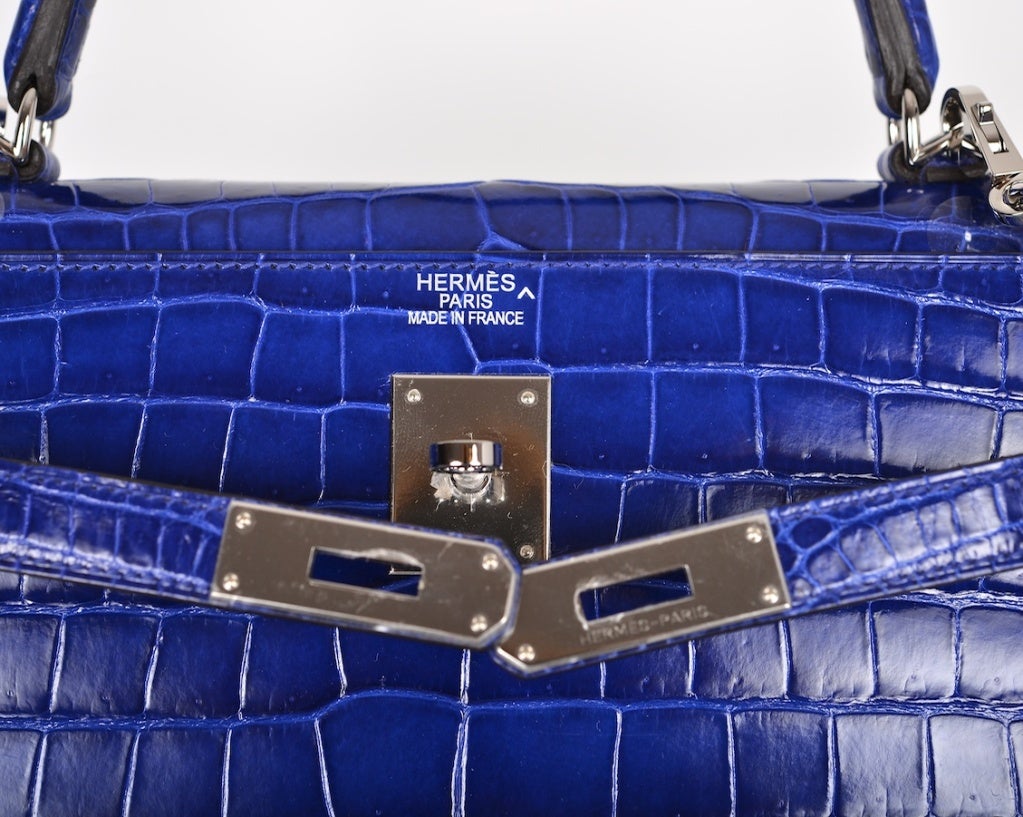 HERMES KELLY BAG 35CM BLUE ELECTRIC * BLEU ELECTRIQUE CROCODILE 7