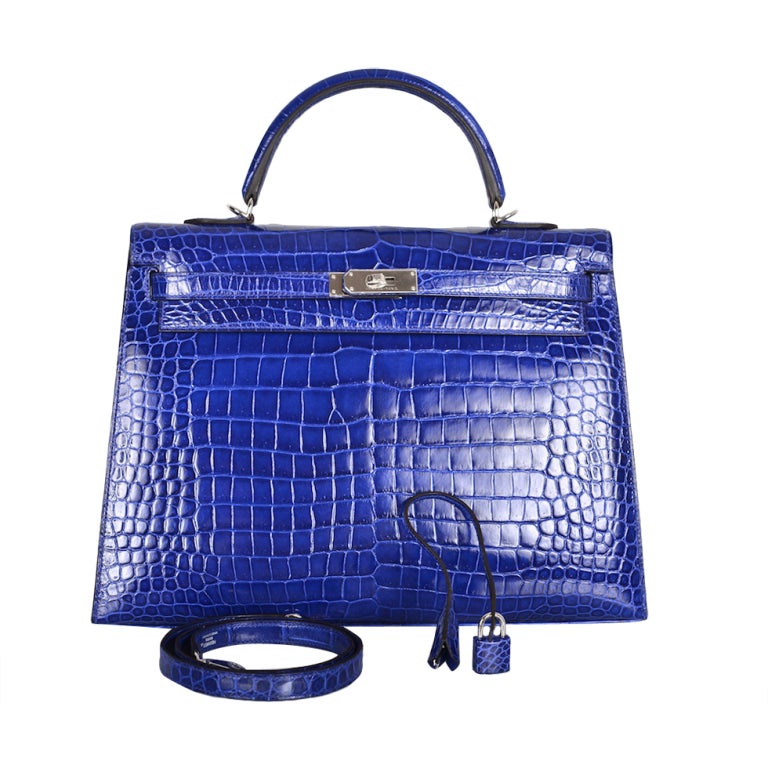 HERMES KELLY BAG 35CM BLUE ELECTRIC * BLEU ELECTRIQUE CROCODILE