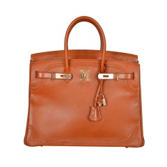 Hermes Birkin Bag Ghillies Fauve With Rose Gold Hardware