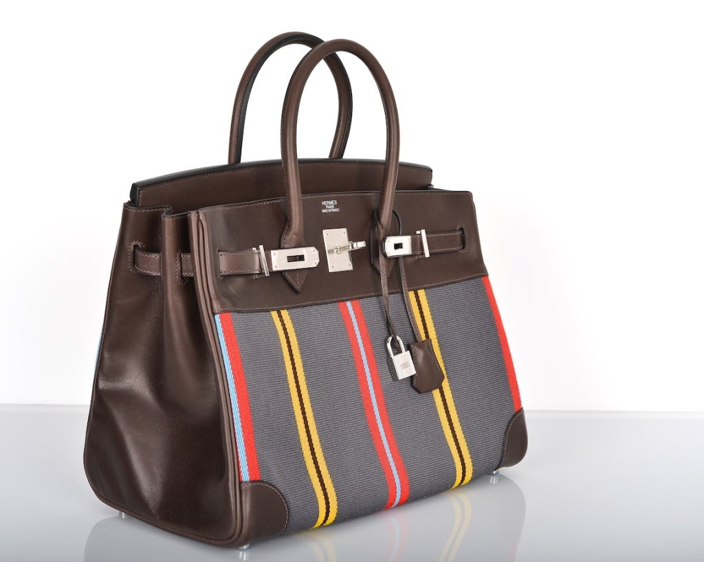 HERMES BIRKIN BAG 35CM EVERCALF & STRIPE LOVE THIS COMBO!