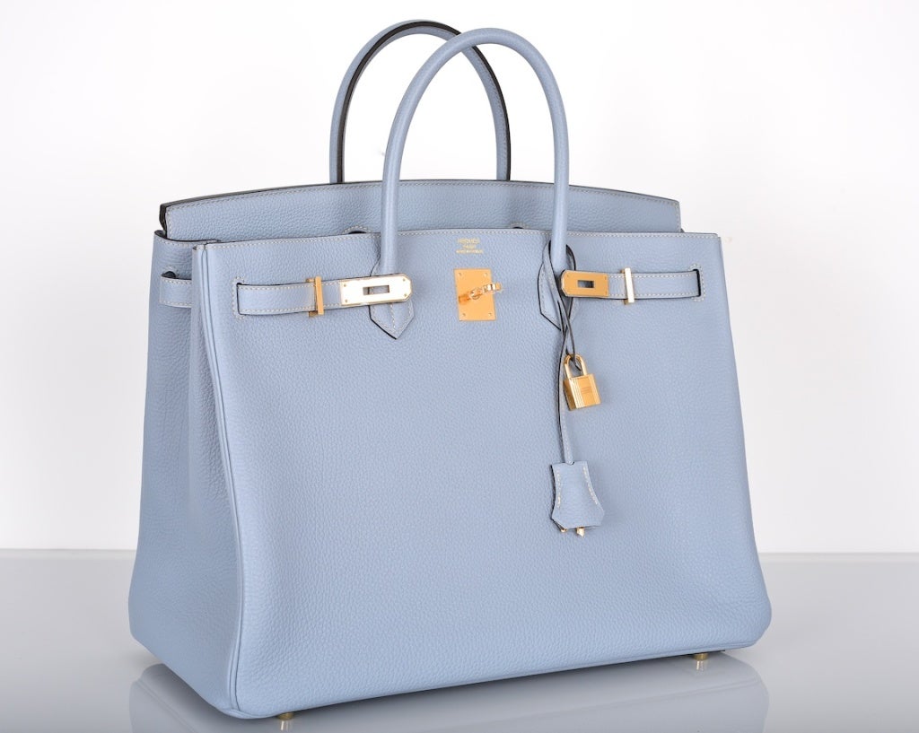 Birkin 40 handbag Hermès Blue in Denim - Jeans - 36897865