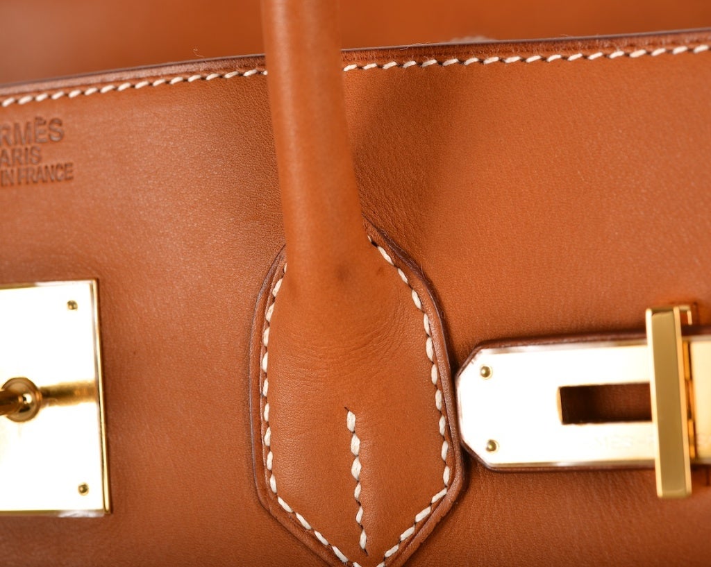 HERMES BIRKIN BAG 35 CM 2 TONE BARENIA WITH TOILE INSANE GHW 4