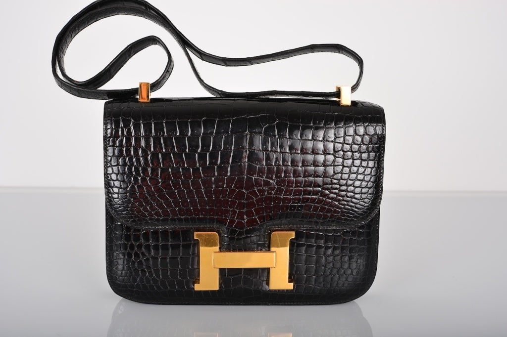 MUSTHAVE HERMES CONSTANCE BAG CROCODILE BLACK WITH GOLD 23CM 1