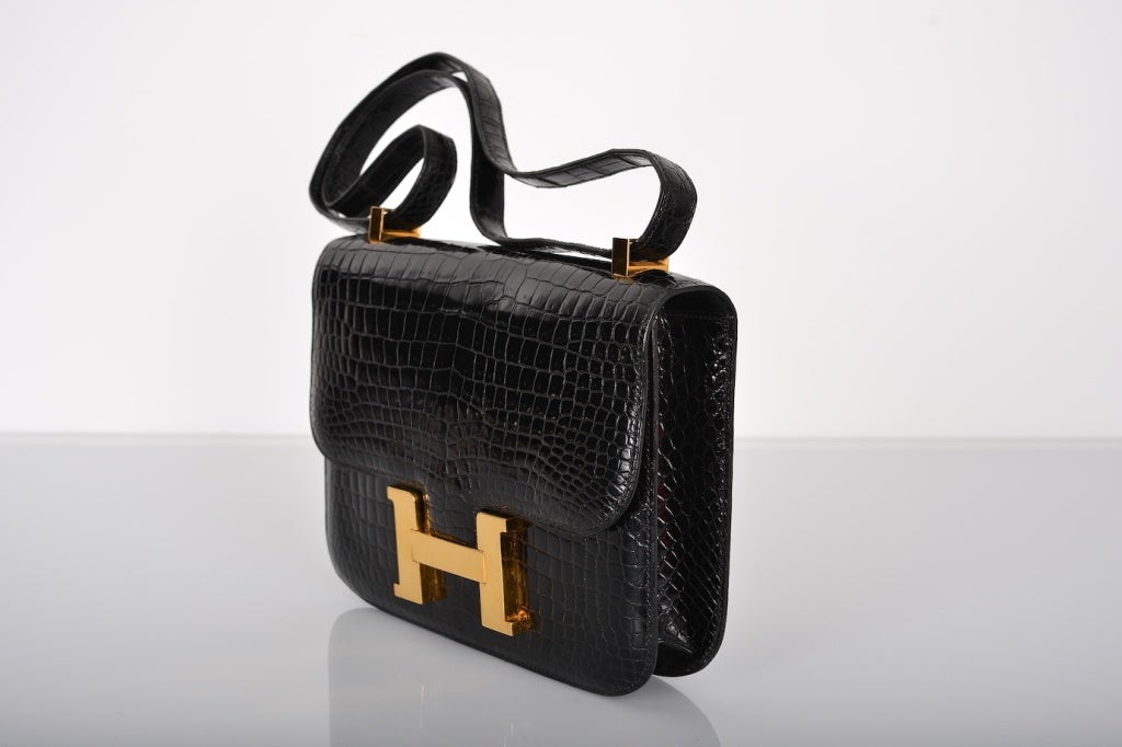MUSTHAVE HERMES CONSTANCE BAG CROCODILE BLACK WITH GOLD 23CM 2