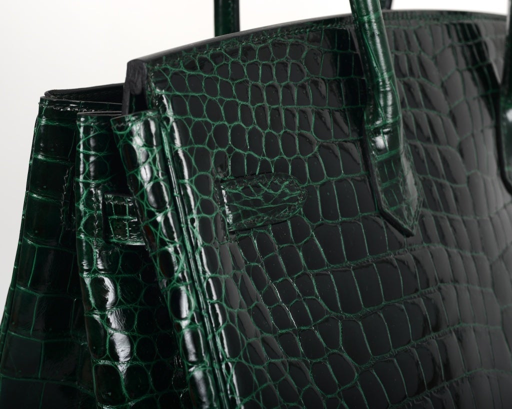 EPIC... HERMES BIRKIN BAG 35CM VERT FONCE CROCODILE POROSUS GOLD 7