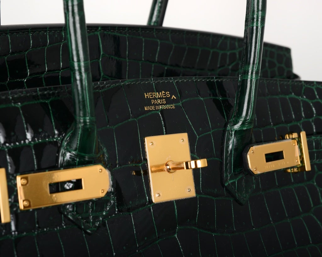 Women's EPIC... HERMES BIRKIN BAG 35CM VERT FONCE CROCODILE POROSUS GOLD