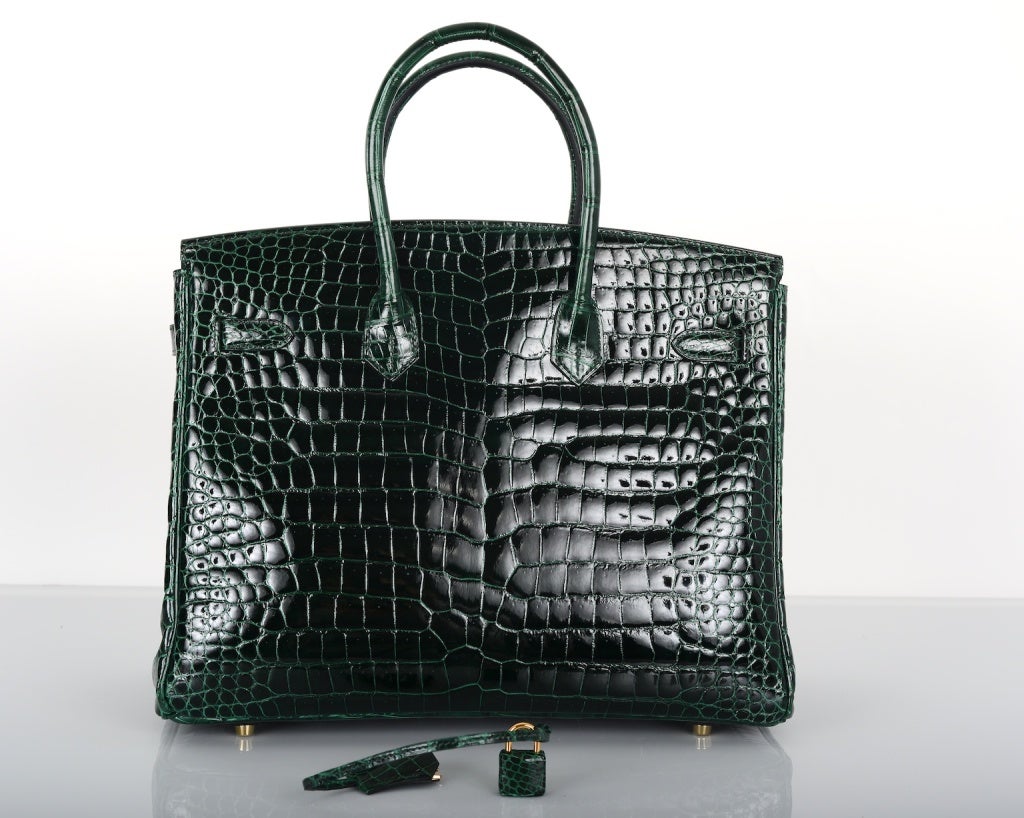 EPIC... HERMES BIRKIN BAG 35CM VERT FONCE CROCODILE POROSUS GOLD 1