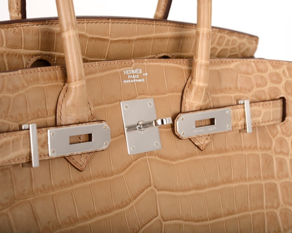 Very Rare Hermès Birkin 30 handbag in Croco Nilo Améthyste, PHW For Sale at  1stDibs