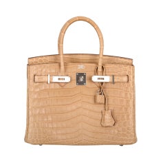 Hermes Birkin 30 nilo crocodile brown bordeaux bag