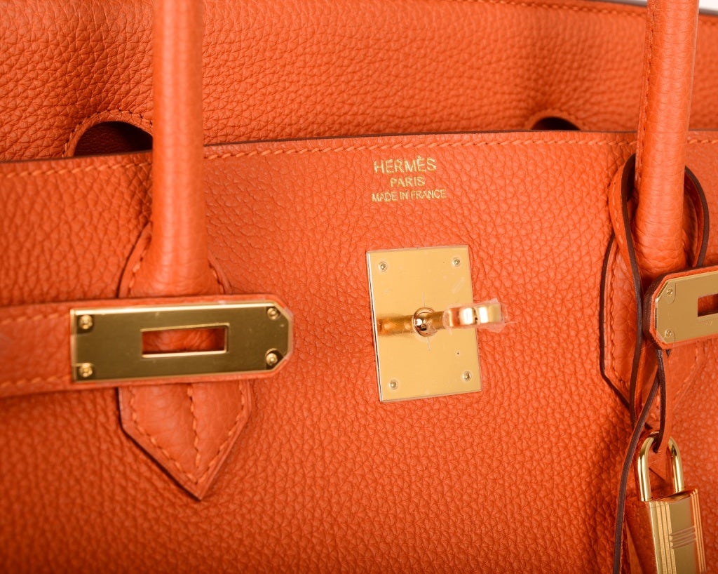 STUNNING! HERMES BIRKIN BAG 40CM HOT ORANGE 40CM GHW 4