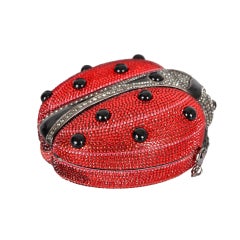 JUDITH LEIBER LADY BUG MINAUDIERE HANDBAG GOOD LUCK