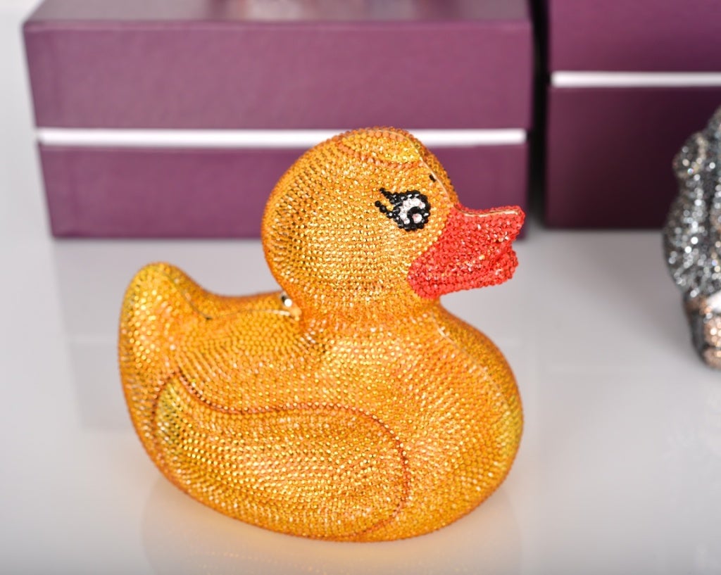 Judith Leiber Austrian Crystal Rubber Duck Minaudiere Evening Bag

As always, another one of my fab finds, GORGEOUS RUBBER DUCK! WHAT A STATEMENT,  CONVERSATION PIECE ALL THE EYES WILL BE ON YOU! WOW THEM AT YOUR NEXT PARTY! 

From ball gowns to