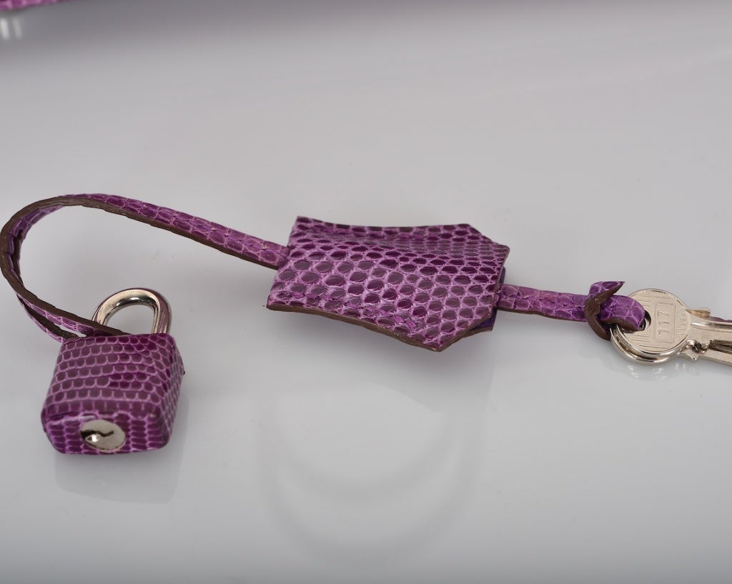 Hermes Birkin 25 Violet Purple Lizard Palladium Hardware at 1stDibs
