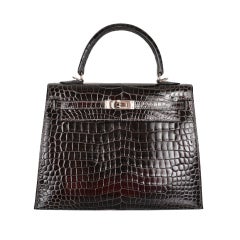 Black Porosus Crocodile Kelly Pochette Palladium Hardware, 2005, Luxury  Handbags: Vintage Icons from the Wolf Collection, 2023