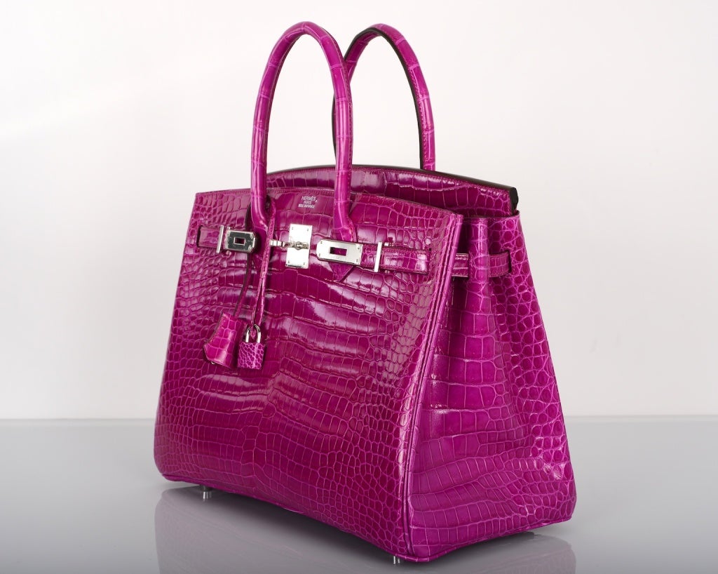 Women's Hermes Birkin Bag 35Cm Porosus Crocodile Rose Scheherazade JaneFinds