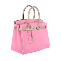 SONDERBESTELLUNG HERMES BIRKIN BAG 30cm BUBBLEGUM PINK & GRIS T CHE