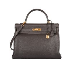 HERMES KELLY 35CM CHOCOLATE BROWN W GOLD HARDWARE GORGE!