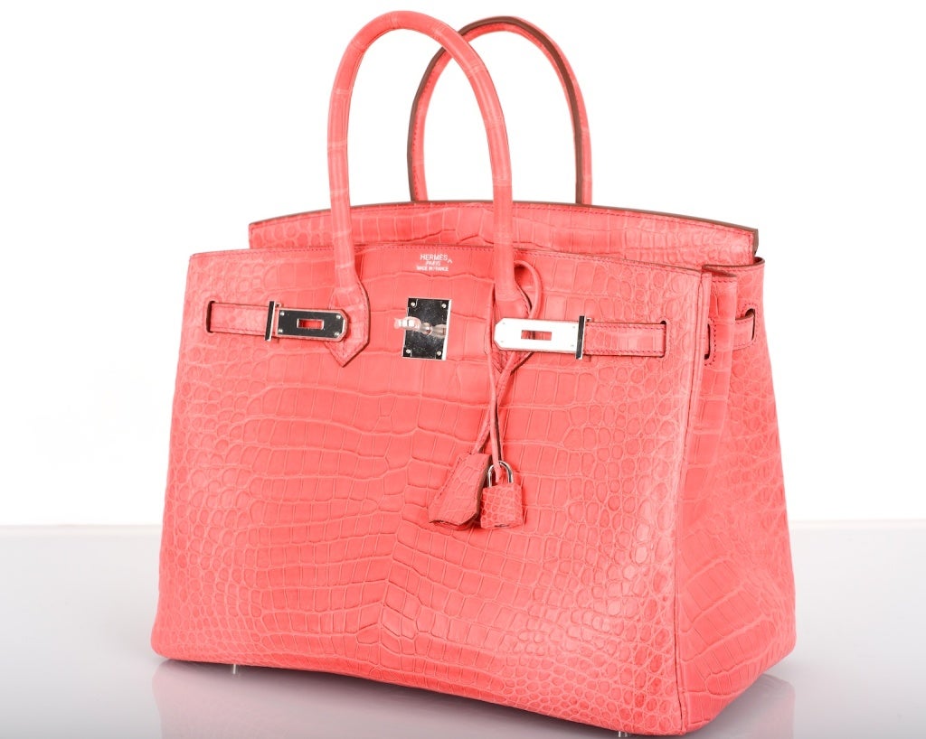 Hermes BIRKIN BAG 35CM MATTE PINK CROCODILE PINK BOUGENVILLE POR For Sale 1