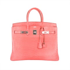 Hermes BIRKIN BAG 35CM MATTE PINK CROCODILE PINK BOUGENVILLE POR