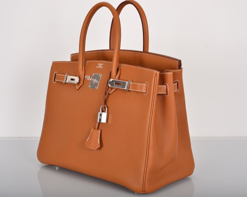 Brown Forever Staple Hermes Birkin Bag 35 Cm Gold With Palladium HW For Sale