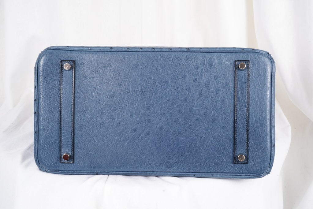 Hermes Birkin Bag 35cm Collectors Blue Roi Ostrich Palladium HW 6