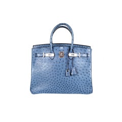 Hermes Birkin Bag 35cm Collectors Blue Roi Ostrich Palladium HW
