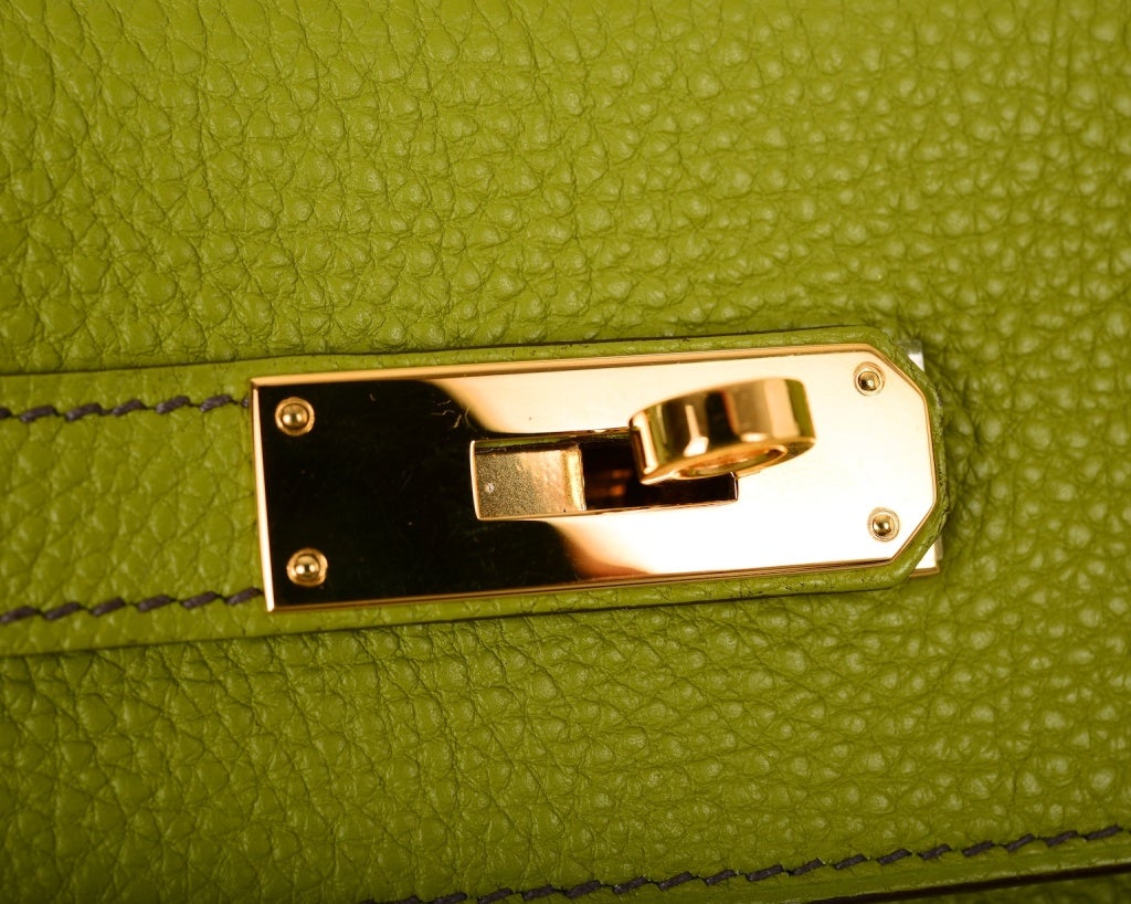 GREEN APPLE HERMES KELLY 35CM VERT ANIS WITH GOLD HARDWARE 1