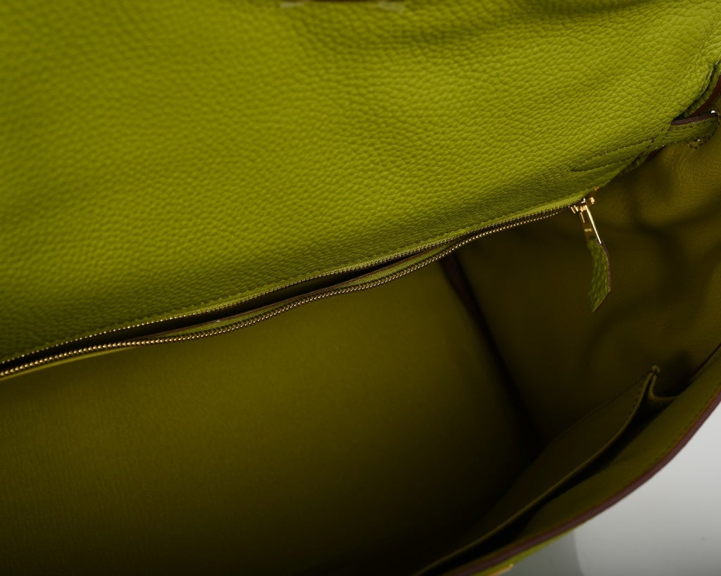 GREEN APPLE HERMES KELLY 35CM VERT ANIS WITH GOLD HARDWARE 4