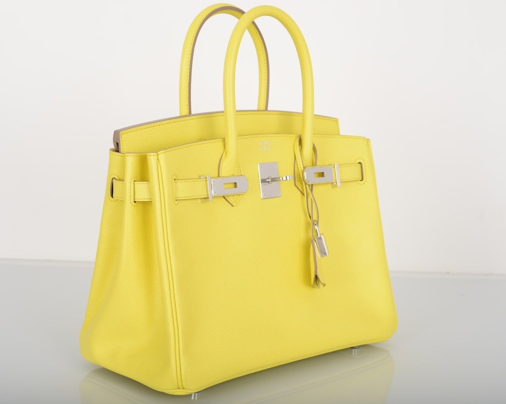 Hermès Birkin 30 Epsom Lime PHW Yellow Leather ref.711485 - Joli