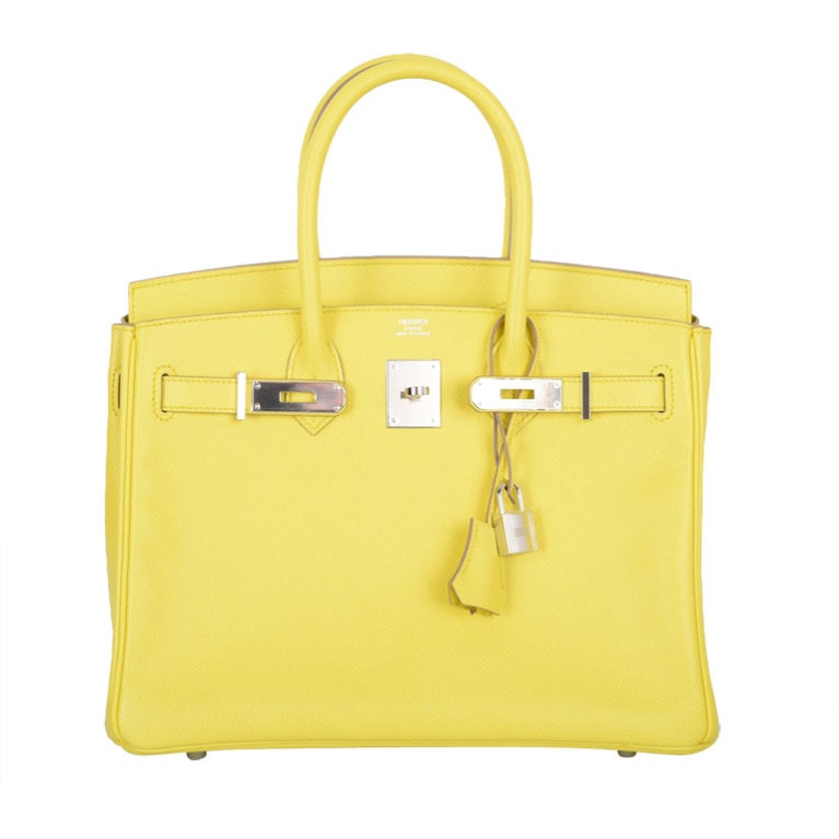 NEW YELLOW HERMES BIRKIN BAG 30CM GORGEOUS LIME SOUFRE EPSOM W P at 1stDibs