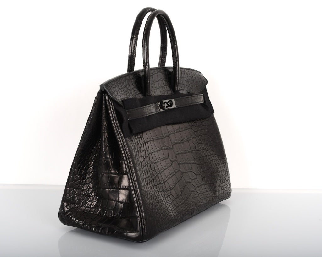 Wow! Bag Limited Hermes Birkin Bag Black Matte So Black Croc 5