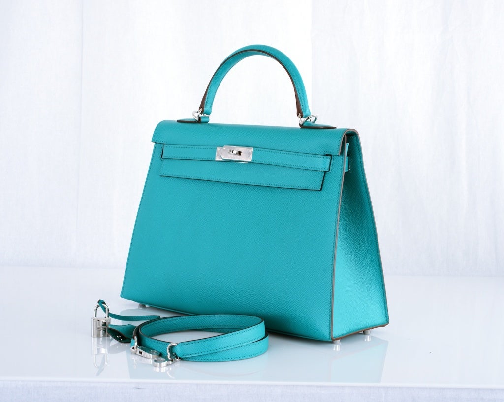 Gorgeous HERMES KELLY BAG 35CM BAG BLUE PAON EPSOM PHW at 1stdibs  