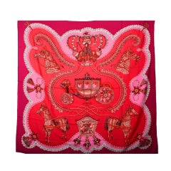 HERMES CASHMERE / Silk Shawl - " Paperoles " GM RASPBERRY / MAGE