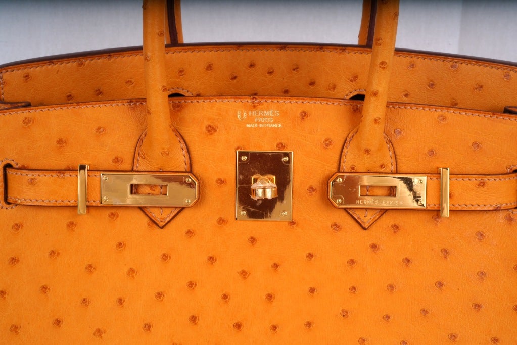 AS ALWAYS ANOTHER ONE OF MY FAB FINDS HERMES INSANE HORSESHOE special order SAFFRON 2 TONE WITH EBENE INTERIOR IN OSTRICH LEATHER BIRKIN WITH UN-GETTABLE GOLD HARDWARE

- THE MOST AMAZING 2 TONE OSTRICH COLOR WITH GOLD HARDWARE SEXIEST BAG