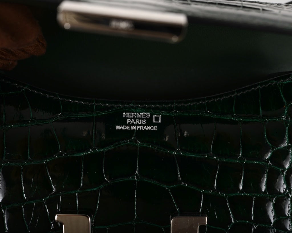 IMPOSSIBLE FIND! HERMES CONSTANCE BAG CROCODILE VERT FONCE MICRO 1