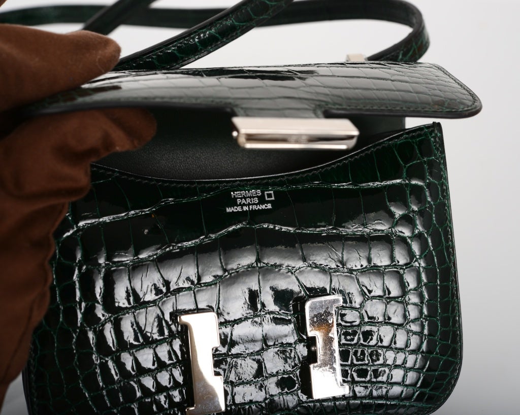IMPOSSIBLE FIND! HERMES CONSTANCE BAG CROCODILE VERT FONCE MICRO 2