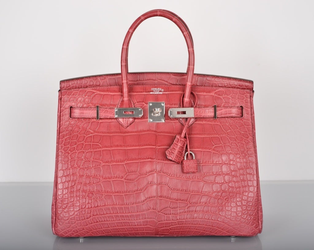 PINK HERMES BIRKIN BAG 35cm CROCODILE MATTE BOIS DE ROSE