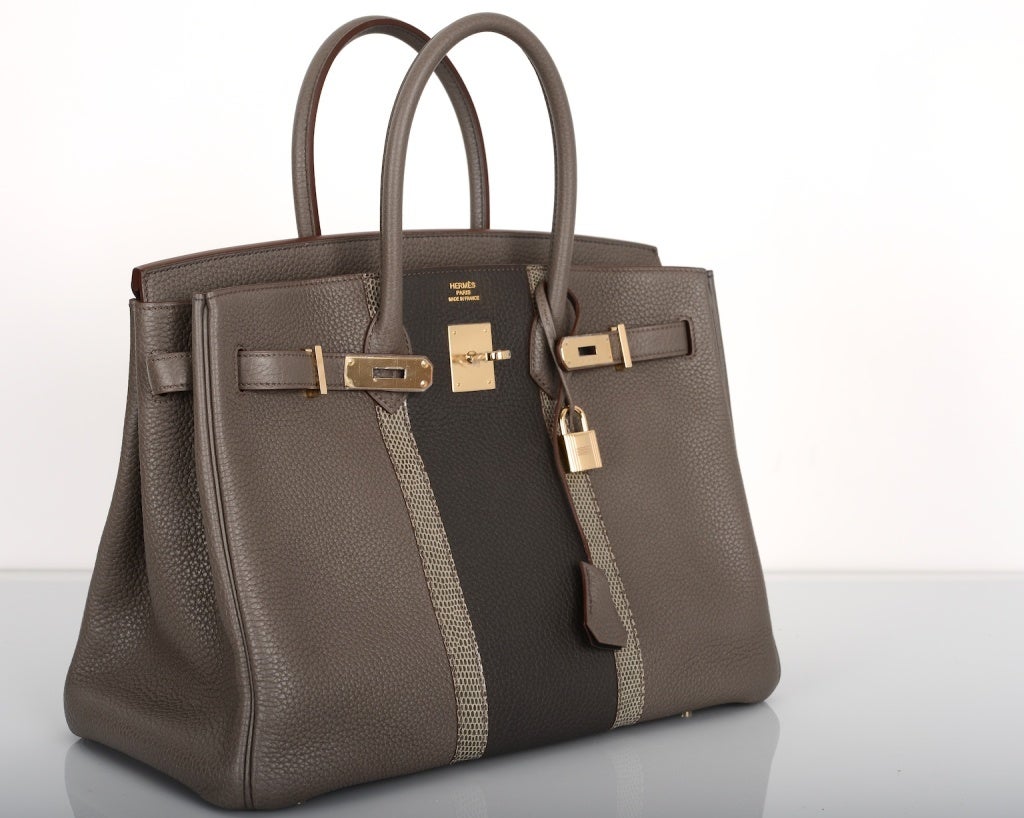 LIMITED EDITION HERMES BIRKIN BAG CLUB 35CM ETAIN GOLD HARDWARE at ...