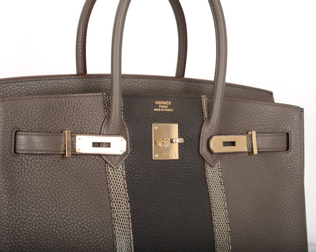 LIMITED EDITION HERMES BIRKIN BAG CLUB 35CM ETAIN GOLD HARDWARE 6