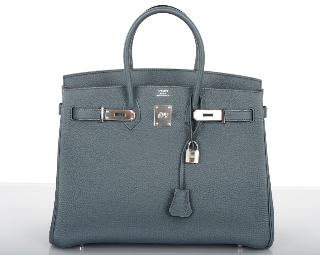 As Always, Another One Of My Fab Finds, Hermes 35Cm Birkin In Beautiful Blue Orage With Palladium Hardware. This Color Is Brand New And Is Stunning, Most Sophisticated Blue Grey.Hands Down One Of The Best Blues Ever!

Togo Leather Perfection. This