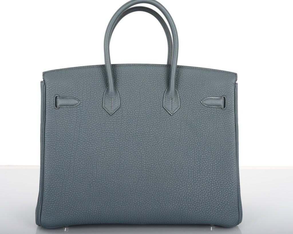 New Gorgeous Hermes Birkin Bag 35Cm Blue Orage W Palladium Hw In New Condition In NYC Tri-State/Miami, NY