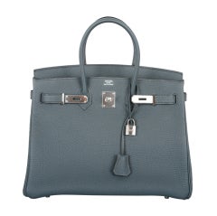 New Gorgeous Hermes Birkin Bag 35Cm Blue Orage W Palladium Hw