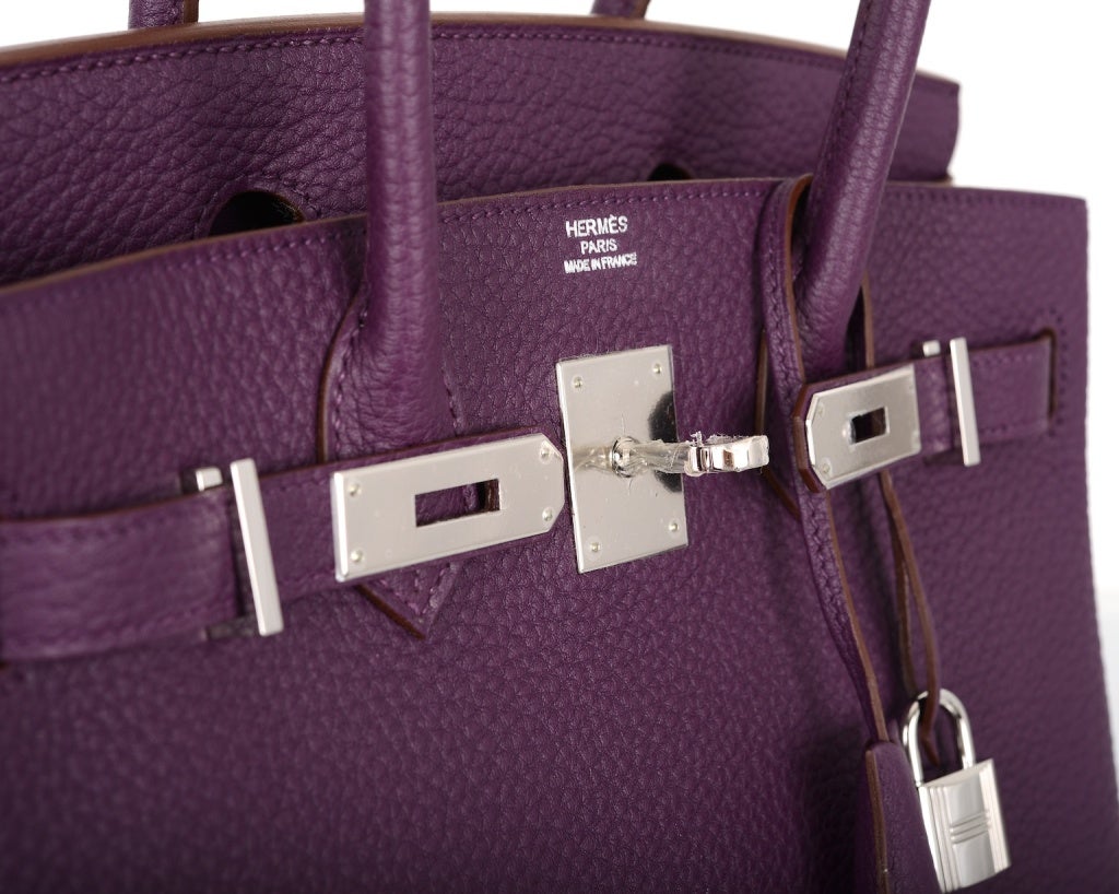 NEW COLOR HERMES BIRKIN BAG 30 CM CASSIS FJORD WITH PHW